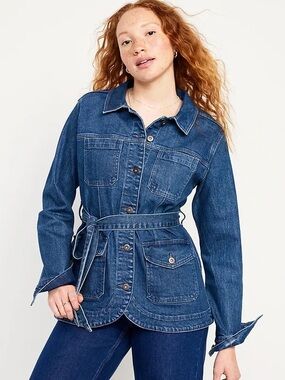 Old Navy. Tie-Belt Jean Utility Blue Denim Jacket. Size Medium